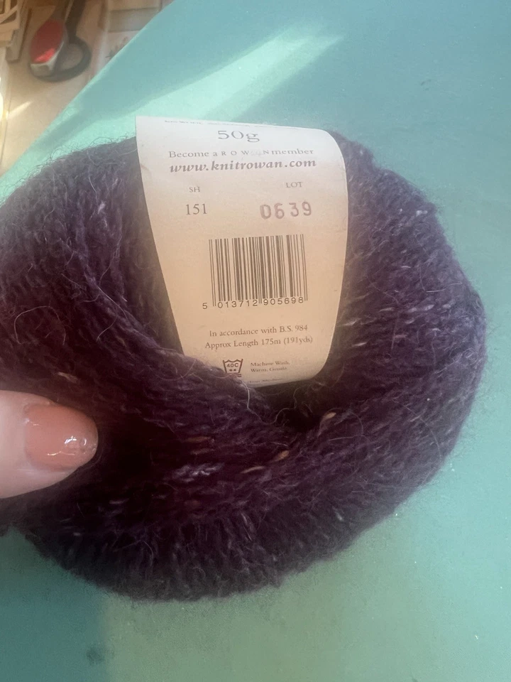ROWAN FELTED TWEED YARN  3 Balls "151 Bilberry 191 Yards Wool/Alpaca/Viscose  - Image 1 of 2