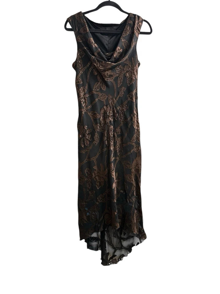 Vestido Midi Vintage Terciopelo Burnout Capucha Cuello Cuentas Capricho Y2K Hada Talla L Foto 1 de 4