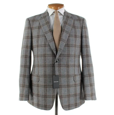 Abrigo Deportivo Giorgio Armani Nuevo con Etiquetas Lana/Cachemira Talla 52R (42R EE. UU.) Gris con Cuadros Marrón Foto 1 de 4