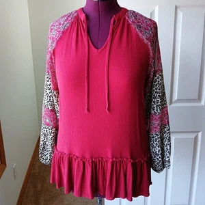 L Love Mixed Media leichte Schößchen Tunika Small oversized hauchdünn Chiffon - Bild 1 von 13