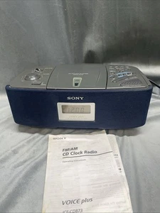 Sony Voice Plus AM FM CD Clock Radio ICF-CD873 Mega Bass Tested CD Not Working - Picture 1 of 23