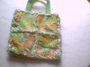 Toddler little girl rag quilt bag purse Easter Eggs green - Picture 1 of 1