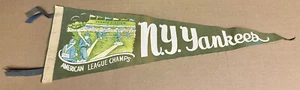 Vintage 40er Jahre New York Yankees American League Champs Wimpel grün - Bild 1 von 6