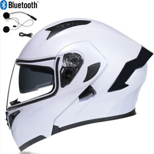 Motorcycle Helmet Dot Bluetooth Headset Full Face Dual Visor Flip Up Helmet