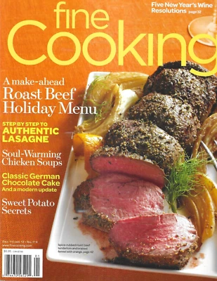 Fine Cooking Magazine Roast Beef Holiday Menu Lasagna Chicken Soup Cake 2012 - Image 1 of 4