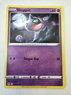 Shuppet 072/196 SWSH11: Lost Origin Common Pokemon TCG Card NM - Image 1 of 4