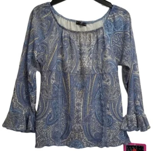 FANG 3/4 Sleeve Paisley Chiffon Girl Tops Blouse with Lining (L) Made in the USA - Picture 1 of 7
