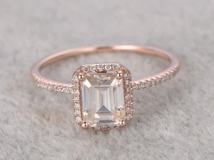2.86ct White Emerald Lab Compromiso 14K Oro Rosa Sobre Anillo Sorprendente Re... - Imagen 1 de 7