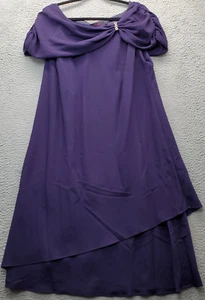R&K Kleid Brautmutter Damen 20W lila gefüttert Broschendetail Lagenlook Saum - Bild 1 von 11