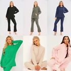 Ladies Long Sleeve Jogging Suit Ribbed Split Hooded Top And Flared Leg Bottom