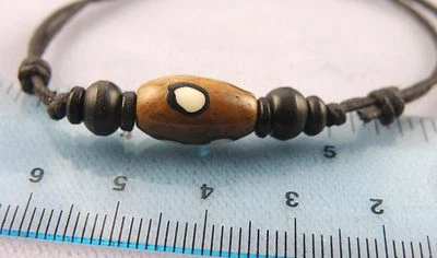 Трубчатая форма кости бисер вощеный хлопок шнур браслет серфер закрытие племенной мотив - Изображение 1 из 3