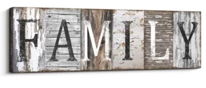 Family Canvas Wood Art Print Home Wall Decor Any Room 6x17” Wide Rustic Vintage - Picture 1 of 5