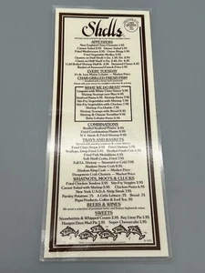 1991 Shells Restaurant Menu Atlanta Georgia GA 5.5" x 13.25" Vintage - Picture 1 of 2