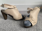 CLARKS NUDE LEATHER OPEN TOE HIGH HEEL SHOES NEW