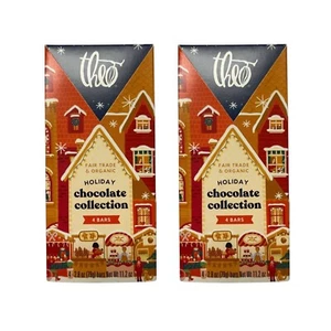 Theo Holiday Chocolate Collection 4 Bars Fair Trade & Organic 11.2 Oz Pack of 2 - Picture 1 of 3