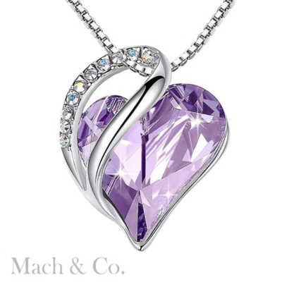 Birthstone Heart Shape Pendants Stainless Steel Necklace Women And Girls - Image 1 of 2