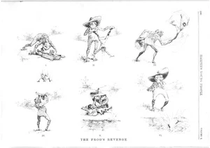 THE FROG'S REVENGE.VTG 1889 HARPER'S 11" x 8" GRAVURDRUCK - Bild 1 von 2
