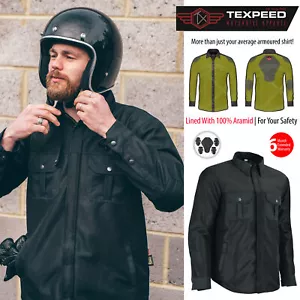 Motorcycle Motorbike Shirt Jacket Aramid Lined Protection With CE Biker Armour - Picture 1 of 14