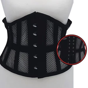 Sexy Mesh Fabric Cinched-in Waistlined Corset Adjustable Lace Tie Back L/XL - Picture 1 of 6