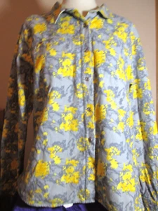 Cabela's Woman's Size 2XL Yellow & Gray Flannel Collared Lg Sleeve Button Blouse - Picture 1 of 13
