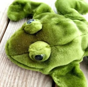 FOLKMANIS Green Plush Frog Hand Puppet Full body, big eyes 12" RETIRED - Picture 1 of 6