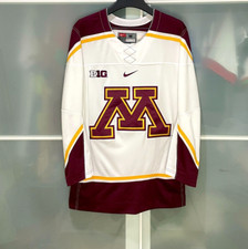 NEW NIKE MINNESOTA GOLDEN GOPHERS NCAA HOCKEY JERSEY WHITE SZ L