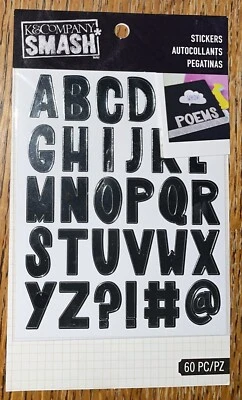 Álfabeto metálico K&COMPANY SMASH SILVER 2 páginas álbum de recortes PEGATINAS Foto 1 de 4