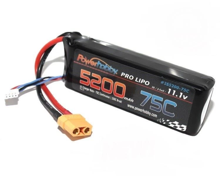 Power Hobby - 5200mAh 11.1V 3S 75C Lipo Battery w/ Hardwired XT90 Connector - Image 1 of 1