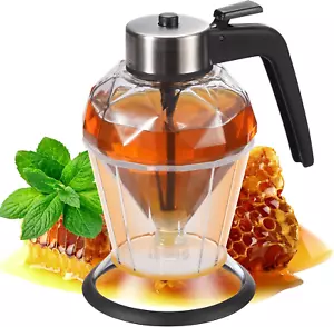 Glass Honey Dispenser No Drip Honey Dispenser with Stand Diamond Shaped Honey - Picture 1 of 1