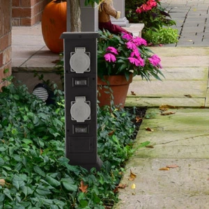Vierfachsteckdose Gartensteckdose Außensteckdose Erdspieß schwarz 4 fach H 40cm - Bild 1 von 12