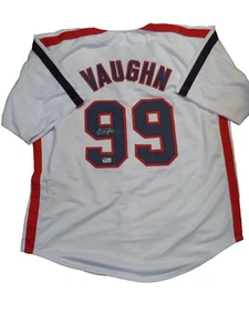 Camiseta blanca firmada por Charley Sheen de los Indios "Vaughn", Beckett. Película Grandes Ligas - Imagen 1 de 2