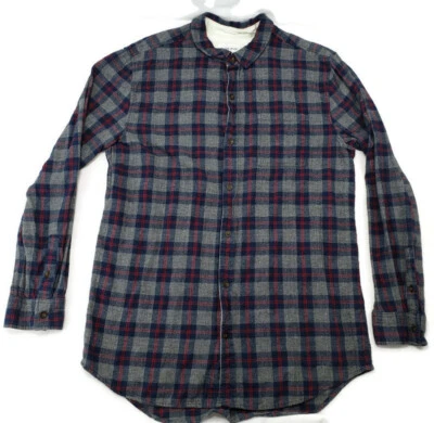 Camisa masculina On The Byas cinza xadrez manga longa botão para baixo flanela tamanho XL - Imagem 1 de 4