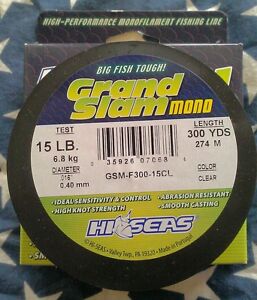 Hi-Seas grand slam monofiliment high performance 15 lb test 300 yds fishing line