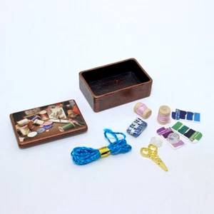 Dollhouse Miniature 1:12 Sewing Box Mini Thread Scissors Ruler Doll Accessories - Picture 1 of 11