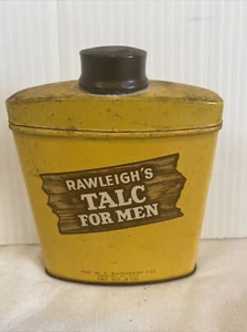 Vintage Rawleigh's Talc For Men Talcum Powder Tin W. T. Rawleigh Co 3 Oz. Full - Picture 1 of 8