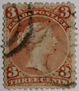 1868 CANADA #25i: F/VF Used LARGE QUEEN - Queen Victoria - Picture 1 of 2