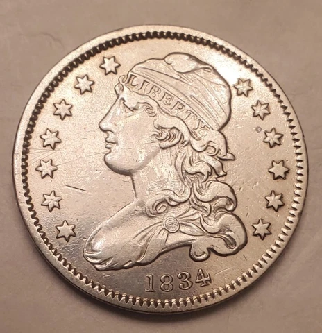 1834 CAPPED BUST QUARTER AU HIGH GRADE LOW MINTAGE HARSH POLISH Cover