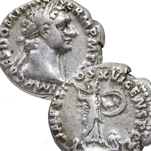 DOMITIAN/Owl, Goddess Minerva Helmeted, Shield hurling Javelin Roman Empire Coin - Picture 1 of 12