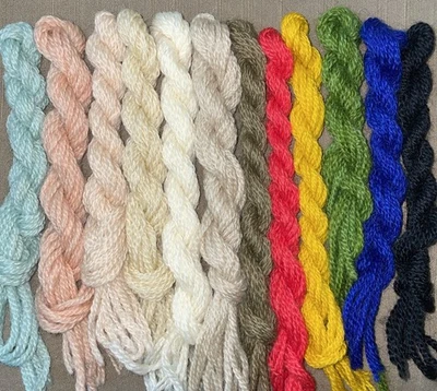 12 hilos crewel de lana persa a punta de aguja verde/azul/dorado/amarillo/marrón/rosa Foto 1 de 3