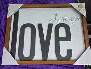 New Framed Wall Art 12x16 Plaque Decorative Sign Wood "Always Love" White - Picture 1 of 11