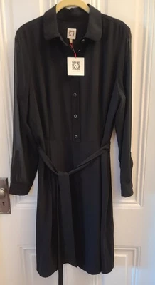 NWT ANNE KLEIN SHEER SLEEVES BLACK SHIRT DRESS SZ 14 - Image 1 of 4