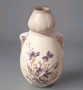 Austrian Porcelain Bisque Vase, Ewer Purple Green Gold Gilded Hand Painted  - Picture 1 of 7