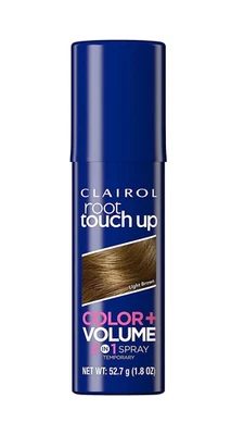 Color de cabello marrón claro retoque raíz Clairol + spray temporal volumen 2 en 1 Foto 1 de 4