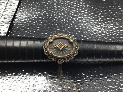 Anillo vintage de vidrio de alcanfor marcasita esterlina Judith Jack para damas talla 5 3/4 - 6 Foto 1 de 4