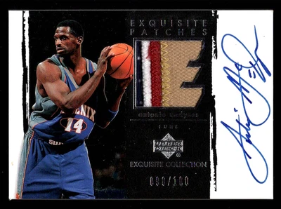 ANTONIO MCDYESS 2003-04 UD EXQUISITE ROOKIE CARD AUTOGRAPH PATCH SIGNED 98/100 - Image 1 of 2
