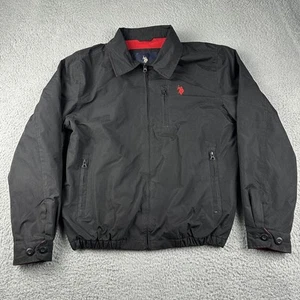 U.S. Polo Assn Jacket Mens Small Black Red Fleece Lined Full Zip Classic Coat - Picture 1 of 11