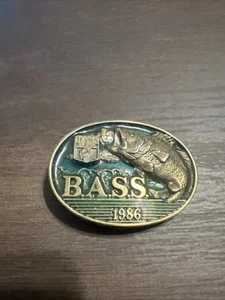 Vintage 1986 Brass Bass Anglers Limited Edition Bass Members Belt Buckle - Picture 1 of 2