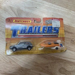 ๐ Matchbox Vintage 1987 Trailers VW Golf GTI & Inflatable Boat Trailer 1/64 ๐ - Picture 1 of 7