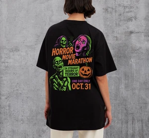 Halloween Película de Terror Maratón Sudadera Miedo Zombie Calabaza Retro Cuello Redondo - Imagen 1 de 6