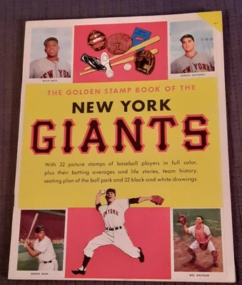 1955 Golden Stamp Book of the New York Giants Willie Mays, Monte Irvin - Unused! - Image 1 of 4